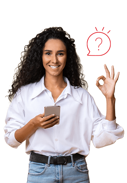 Mujer con celular - Preguntas Frecuentes