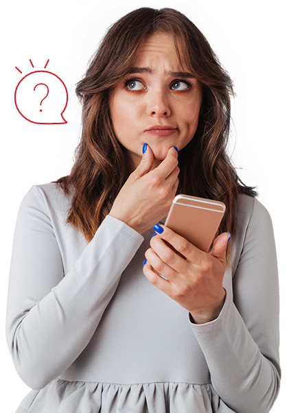 Mujer con celular - Preguntas Frecuentes
