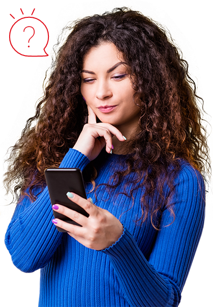 Mujer con celular - Preguntas Frecuentes