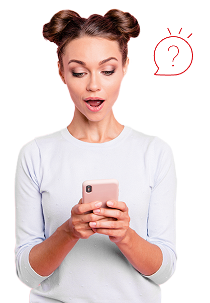 Mujer con celular - Preguntas Frecuentes